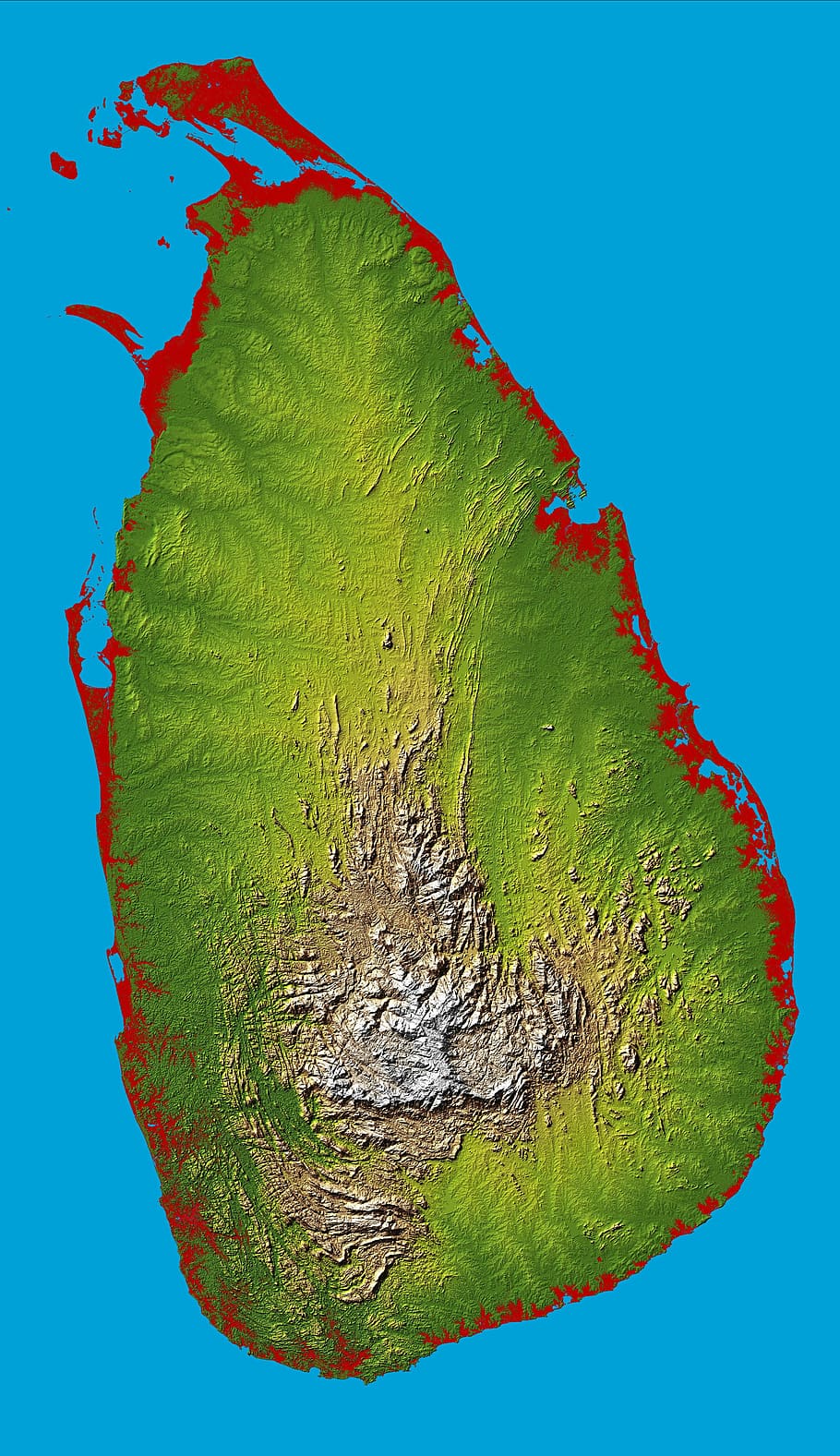 topografi, peta, peta topografi, Sri Lanka, foto, geografi, domain publik, citra satelit, ilustrasi, biru