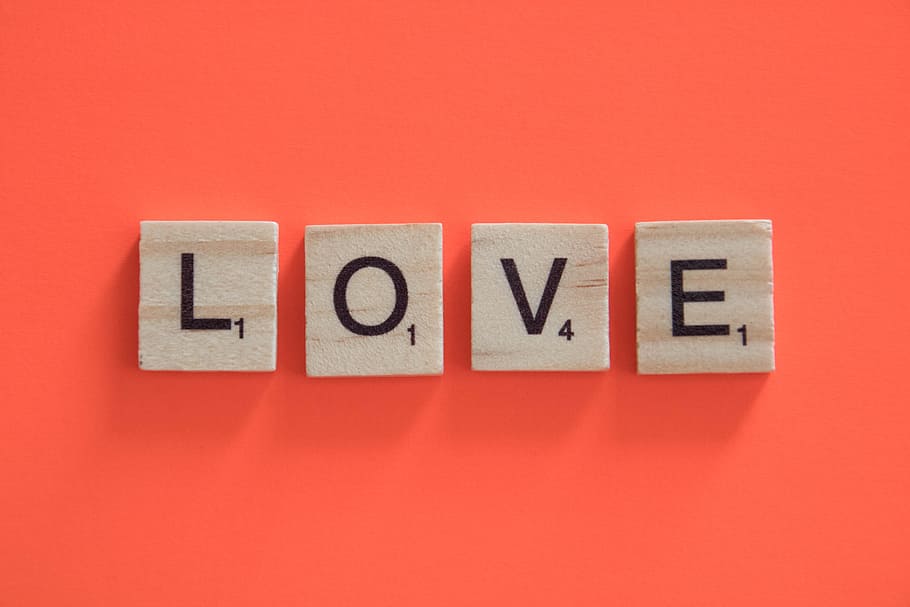 potongan cinta scrabble, pink, permukaan, cinta, roman, dekorasi, kayu, teks, scrabble, komunikasi