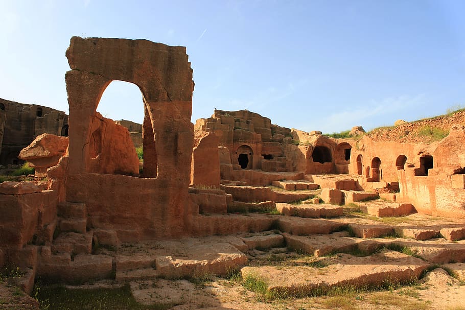 ruínas do edifício, cidade antiga, arquitetura, tara, em, mardin, ruínas, obras históricas, turquia, ruína antiga