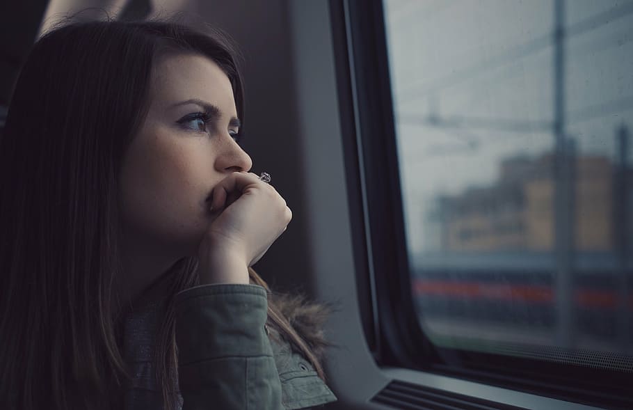 woman, looking, vehicle glass window, people, girl, travel, alone, sad, women, window | Pxfuel