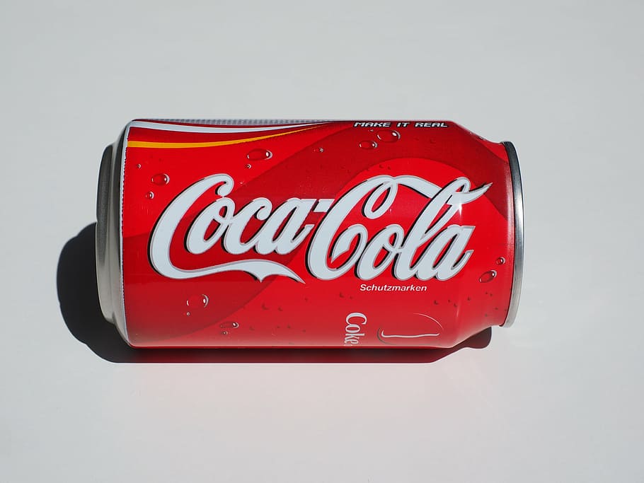 coca-cola soda can, box, cola dose, cola, drink, brand, erfrischungsgetränk, coca cola, red, tin can