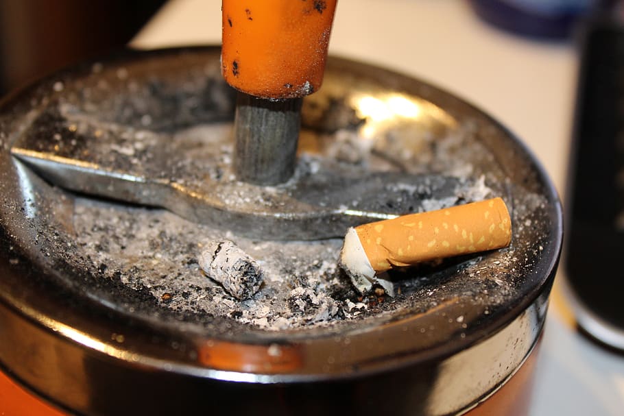 ashtray, ash, cigarettes, smoking, tilt, cigarette butts, disposal, nicotine, addiction, lung cancer