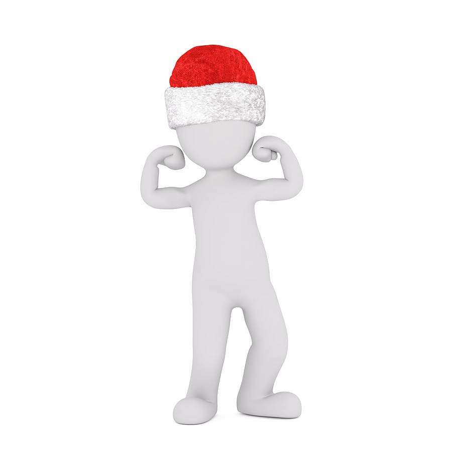 rojo, blanco, santa hat illuistration, navidad, hombre blanco, cuerpo completo, gorro de santa, modelo 3d, figura, aislado