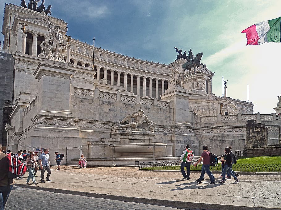 monument, the altar of the homeland, emanuel ii, italy, city of rome, piazza venezia, unification of italy, the tomb of, unknown soldier, statues