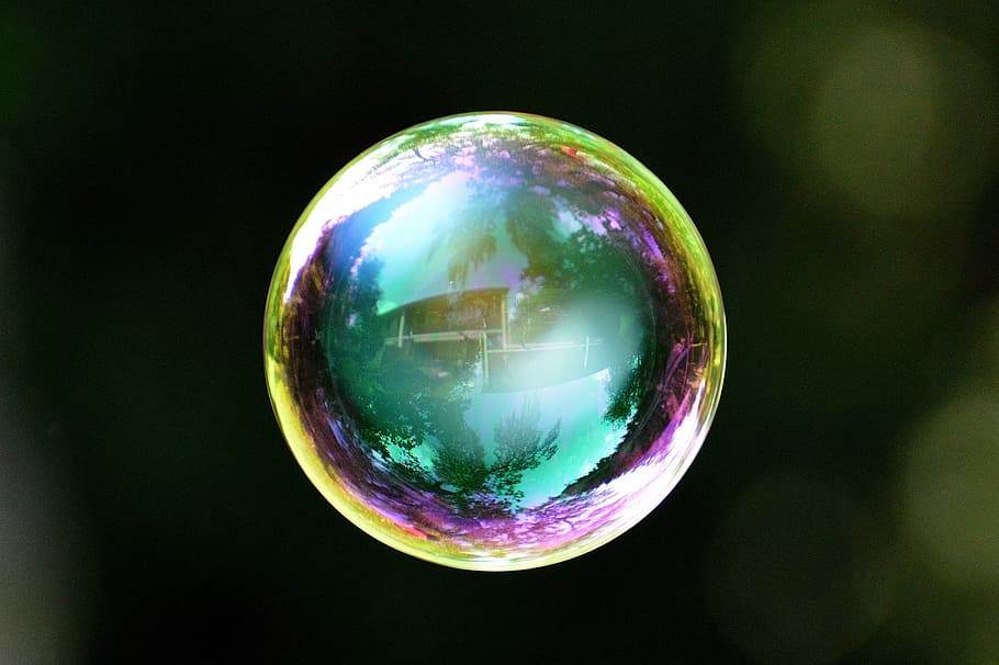 gelembung sabun, penuh warna, bola, air sabun, buat gelembung sabun, mengambang, cermin, close-up, bentuk, bentuk geometris