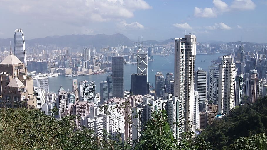 olho de pássaro, ver foto, arranha-céu, edifícios, hong kong, skyscrapera, cidade, linha do horizonte, arquitetura, construção