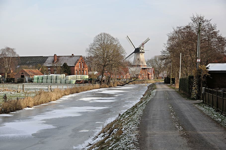windmill, cold, frost, iced, wieke, away, renewable energy, alternative energy, environmental conservation, architecture