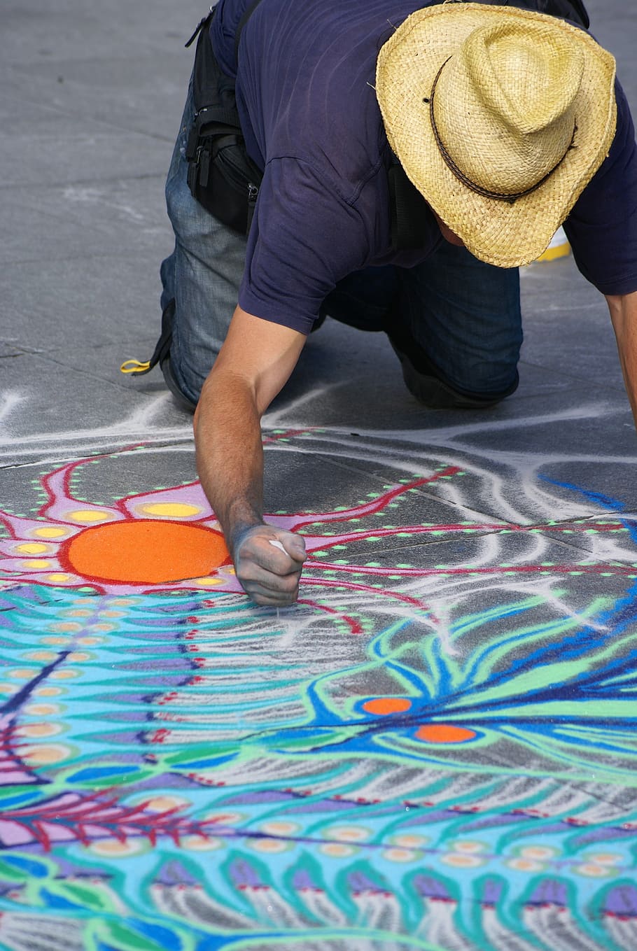 artist, chalk, drawing, artistic, color, creative, craft, colorful, draw, hat