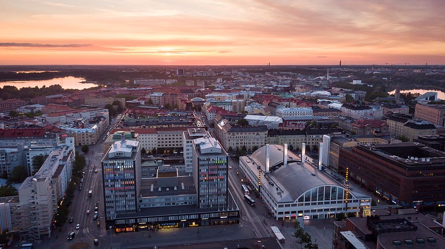 helsinki, finnish, kamppi, uusimaa, city, scandinavia, sunset, sky, architecture, building
