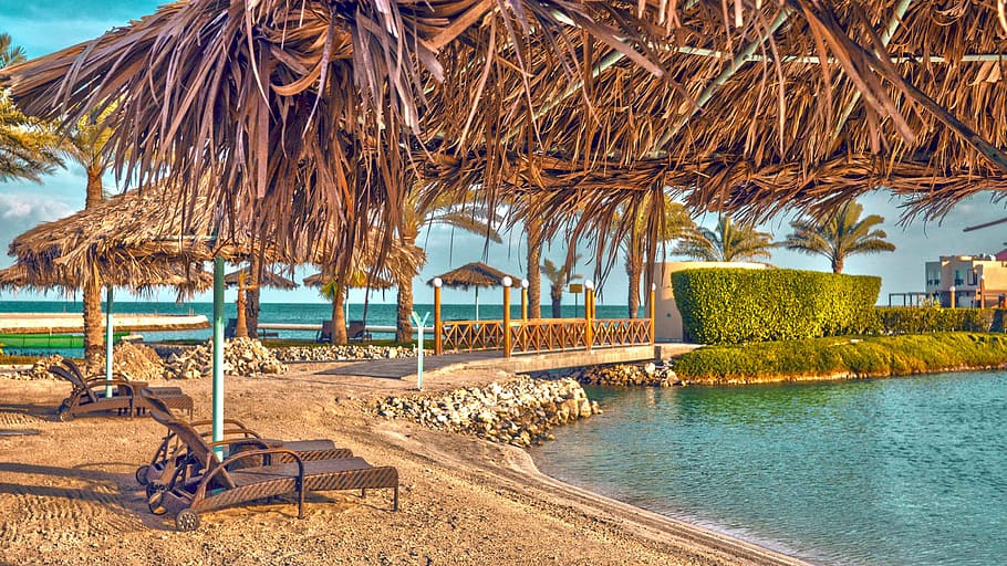 Beach, Chalet, Sea, Bahrain, al bander resort, vacation, holiday, seaside, summer, blue
