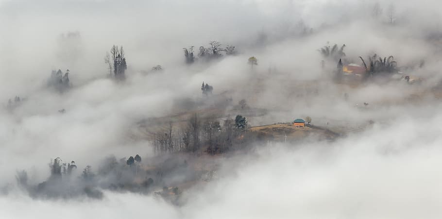 clouds with house, scenery, clouds early on ha, y ty lao cai, environment, scenics - nature, fog, nature, landscape, mountain