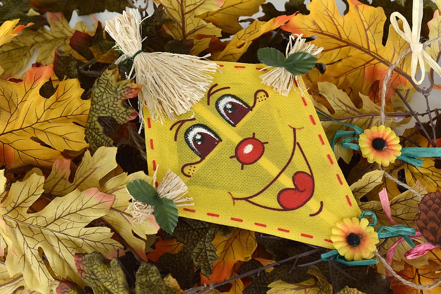 yellow, green, kite, leaves, autumn, golden autumn, leaves in the autumn, fall foliage, colors of autumn, decoration