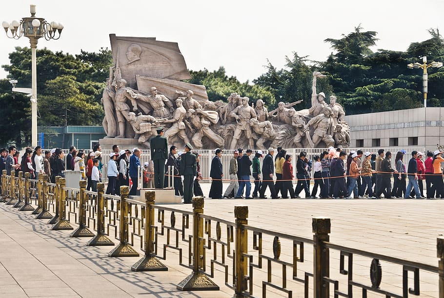Pekin, Beijing, Tiananmen, waiting line, china, travel Locations, people, famous Place, travel Destinations, cultures