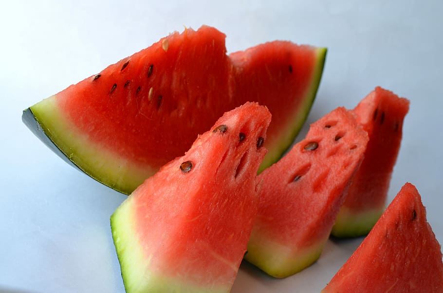 sliced watermelons, Watermelon, Food, Melon, Cut, Fruits, sliced, red, fresh, fruit
