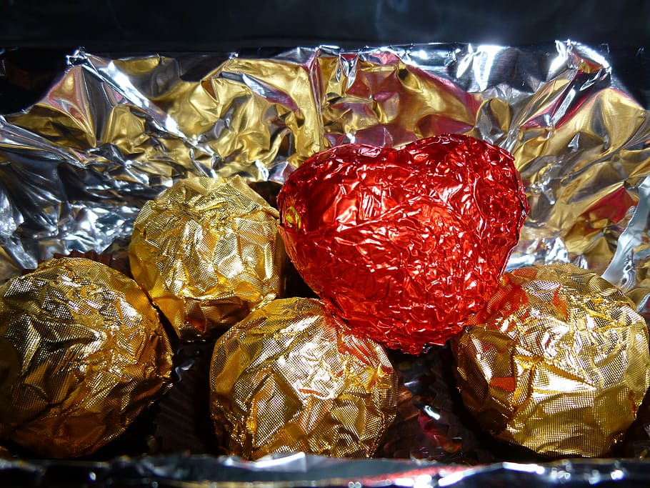 candy, chocolate, delicious, aluminum foil, food and drink, food, still life, close-up, freshness, indoors