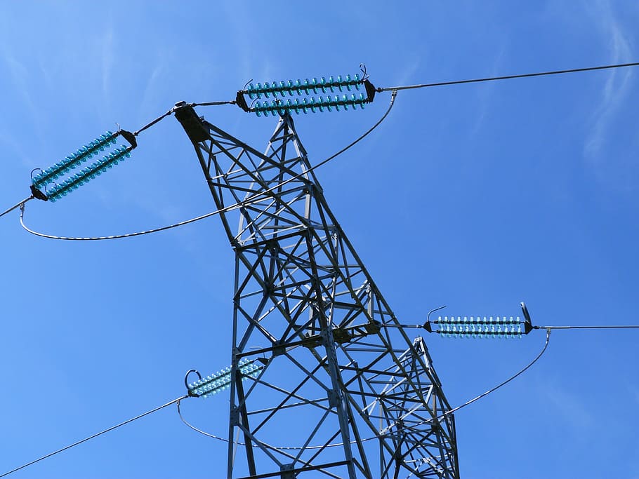 tiang, listrik, tegangan tinggi, dukungan, kabel, isolator, jaringan, distribusi, koneksi, struktur