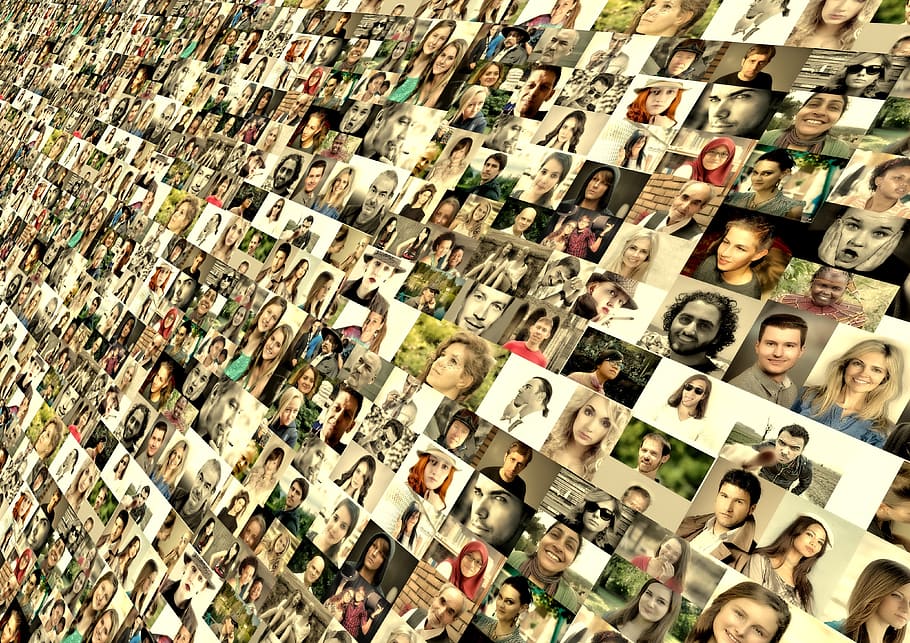 photo collage, photo montage, faces, photo album, world, population, media, system, network, news