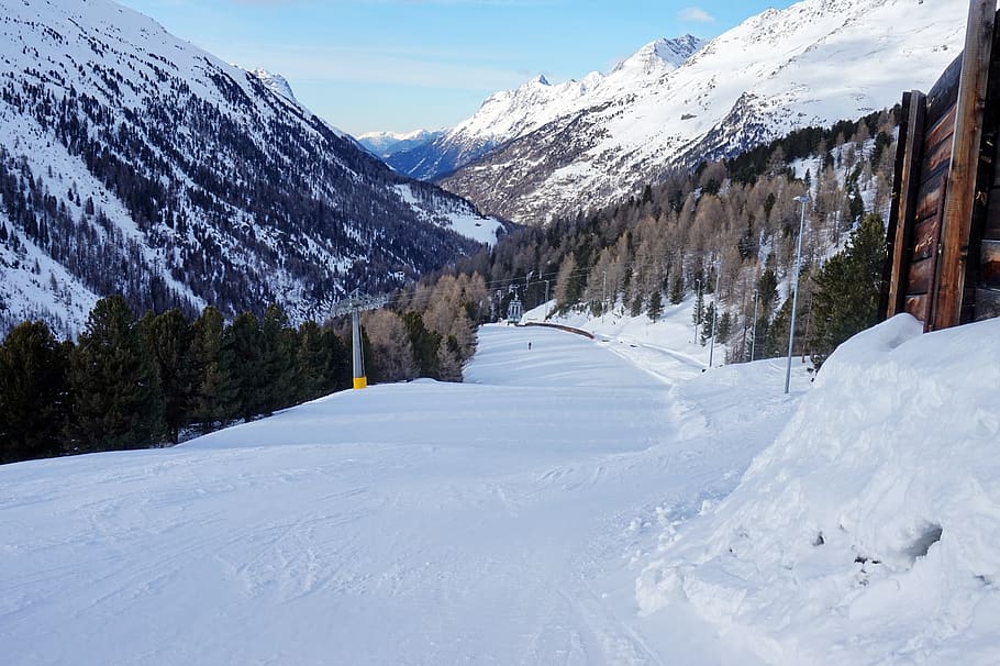 snow, winter, mountain, coldly, sports, nature, mountain peak, ski slope, ski resort, track