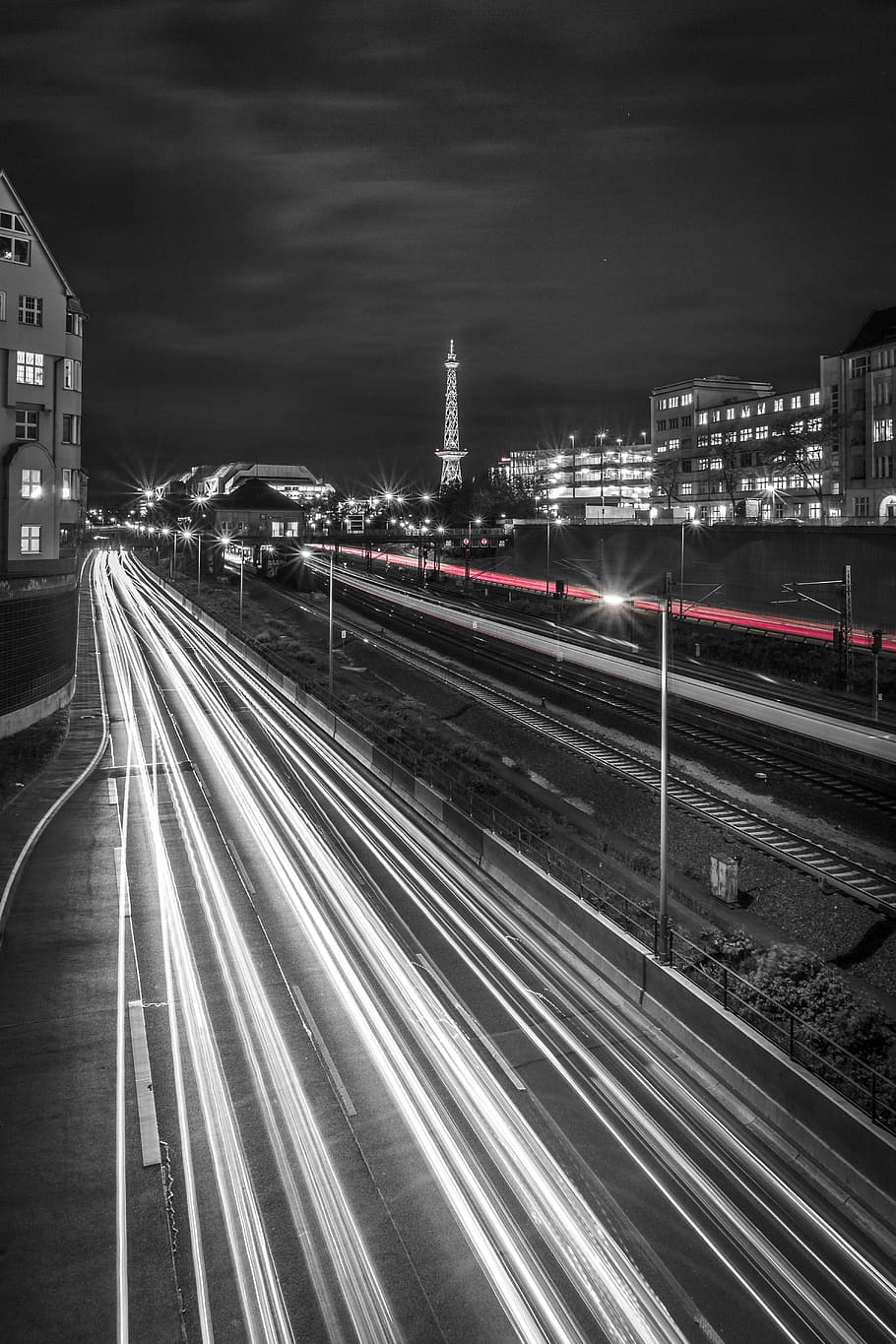 grayscale, time, lapsed, photography, vehicles, Traffic, Transport, Train, seemed, public means of transport