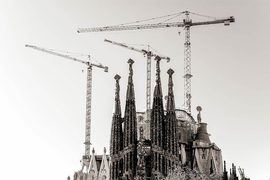 Sagrada Familia, Church, Cathedral, sagrada, gaudi, barcelona, spain, under construction, building, towers