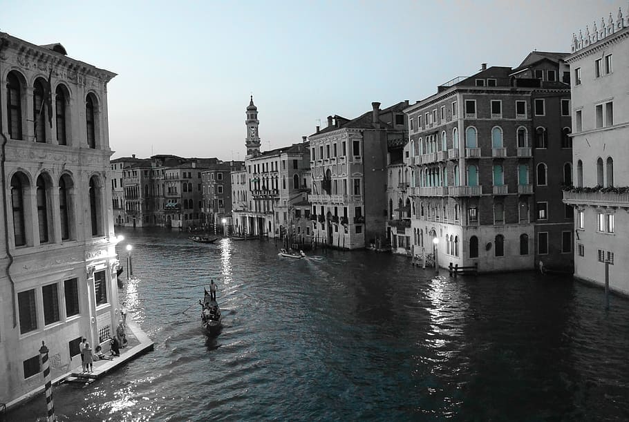 venecia, puente rialto, canale grande, góndola, abendstimmung, turismo, vacaciones, agua, canal, barcos