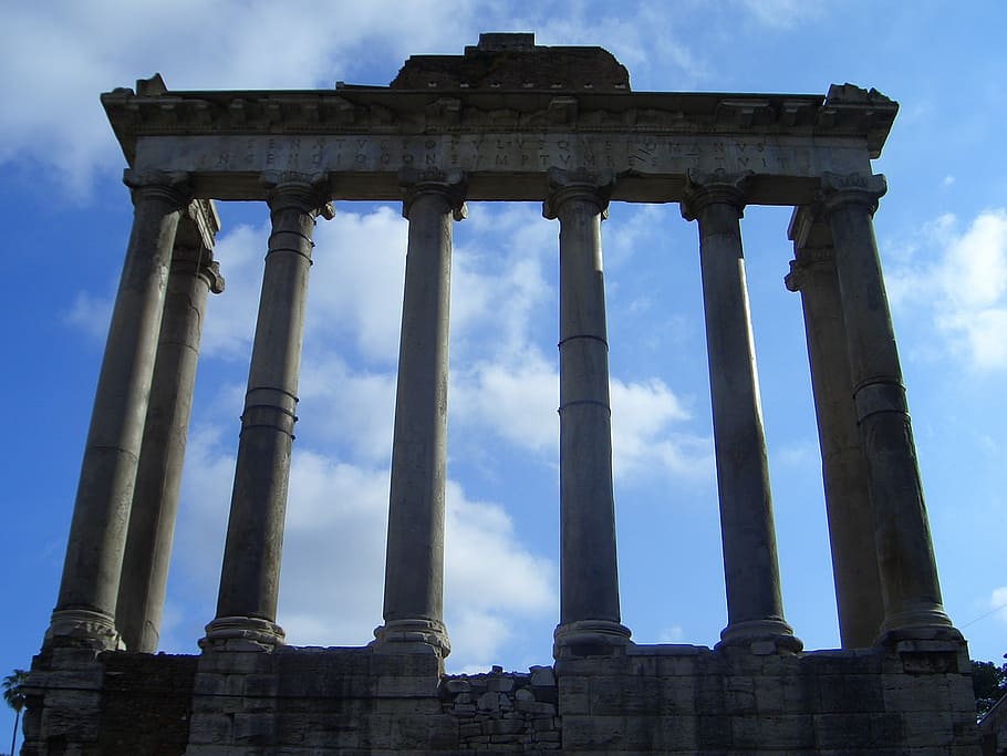 foro romano, columns, sky, chiaroscuro, roman forum, rome, architecture, architectural Column, famous Place, history