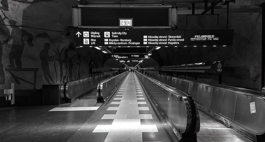metro, station, stockholm, subway, underground, urban, transport, platform, stairs, travel
