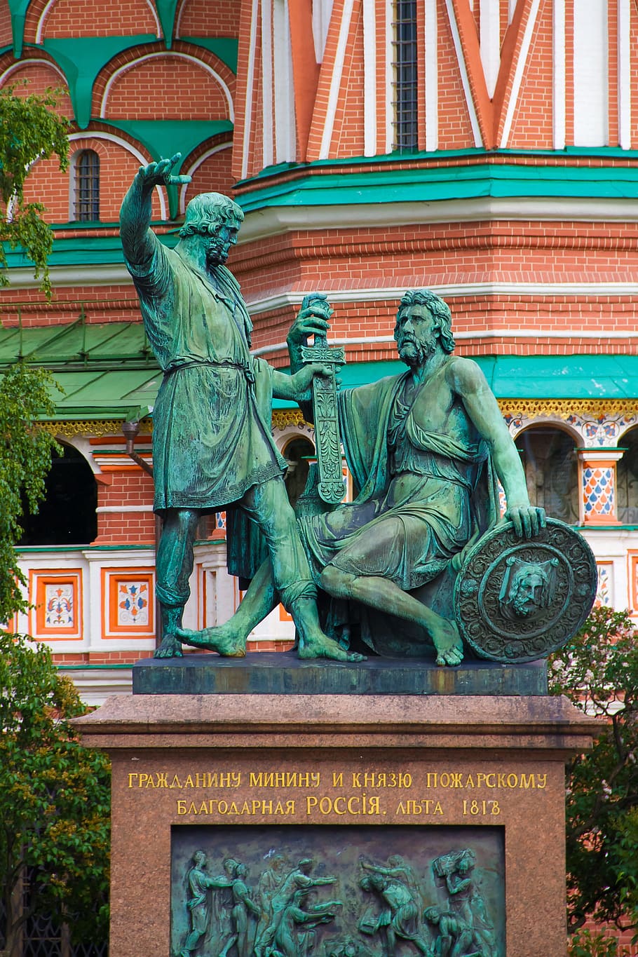 russia, moscow, red square, monument, minin, pozharsky, 1818, tourism, sculpture, art and craft