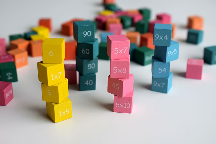 warna, sekolah, angka, kubus, matematika, berwarna multi, mainan, masa kecil, blok mainan, sekelompok besar objek