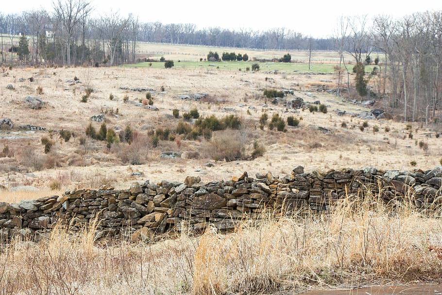 Guerra civil, Gettysburg, Battlefield, campo de batalla, cerca de piedra, cerca, guerra, civil, batalla, militar