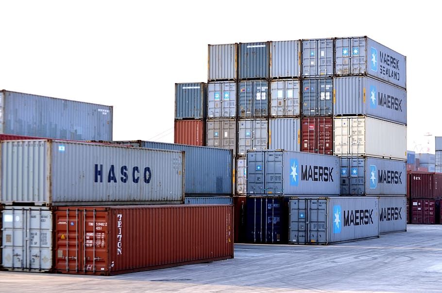 pile, intermodal, containers, container, storage, cargo, shipping, dock, docks, landscape