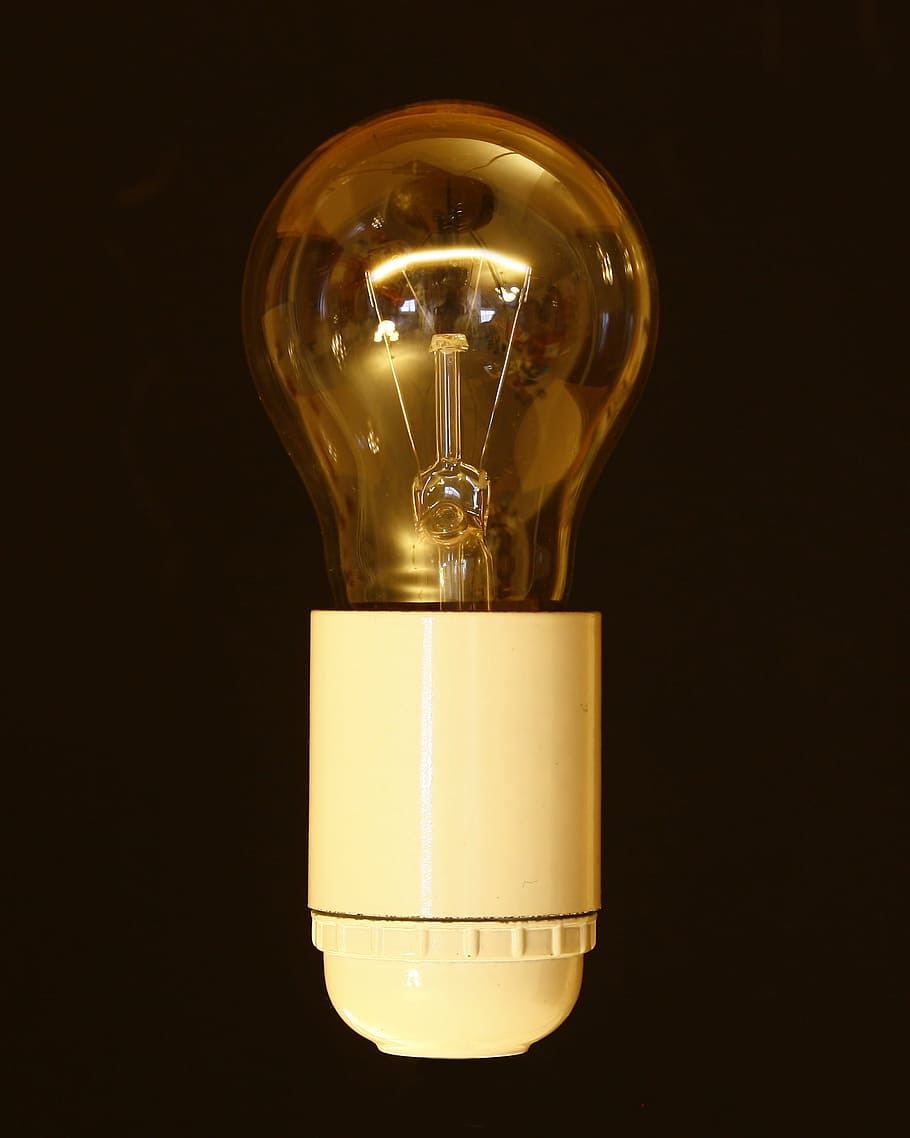pera, lâmpada, versão, luz, energia, ambientalmente amigável, lâmpadas, frágil, vidro, pensar