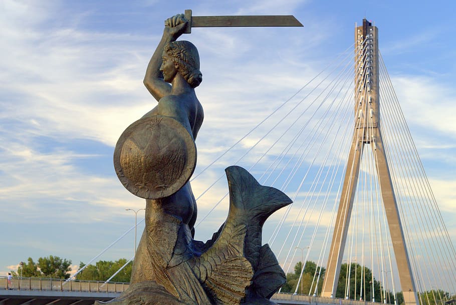 Warsaw, Siren, Mermaid, Monument, the statue, sculpture, symbol, sign, wisla, river