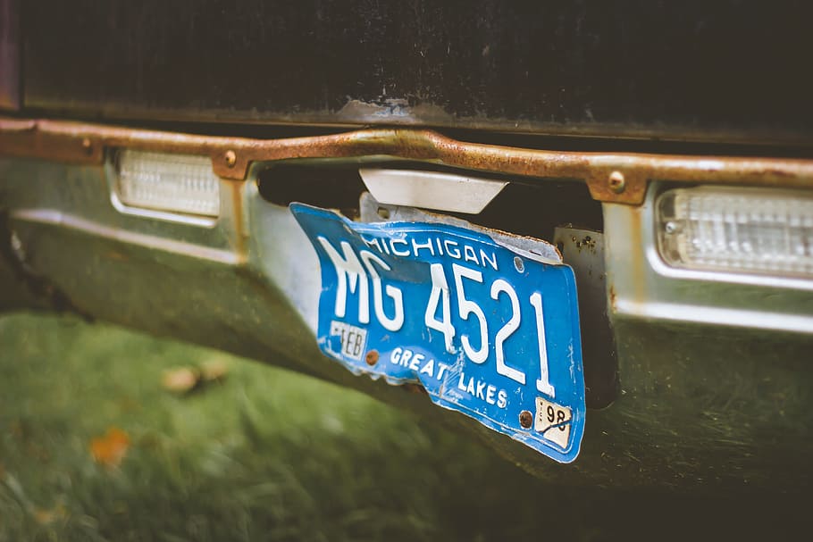 coche, vehículo, plato, número, difuminado, oxidado, azul, comunicación, guión occidental, texto