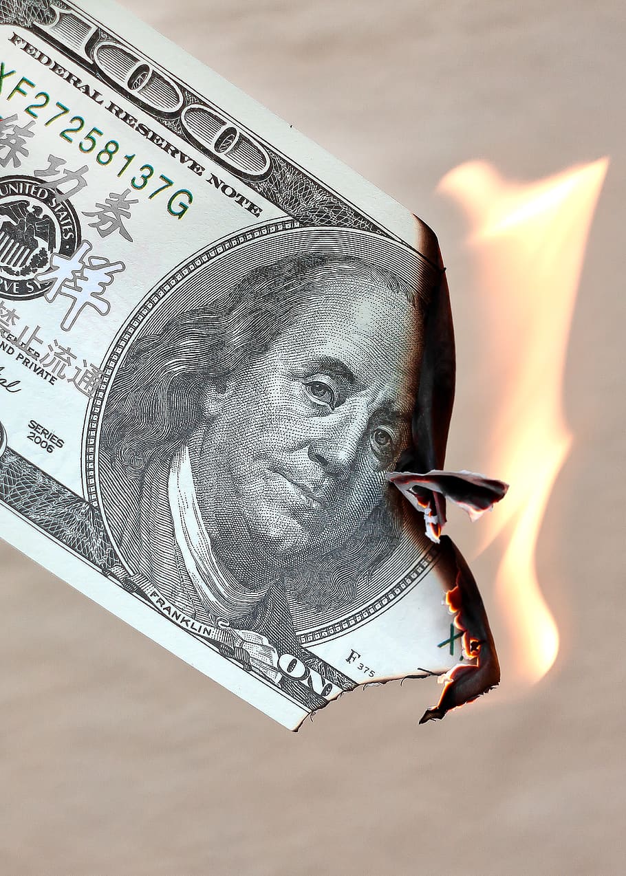 dolar, membakar, keuangan, mata uang, uang, investasi, pinjaman, usd, pasar, pembakaran tunai