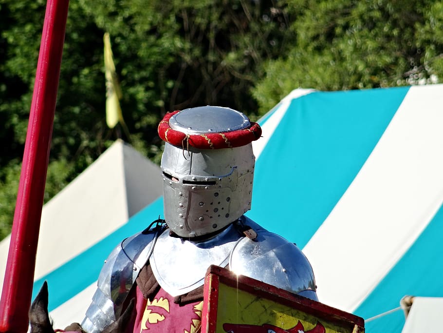 Knight, Helm, Armor, Abad Pertengahan, tombak, ritterruestung, historis, sejarah, pertarungan, turnamen ksatria