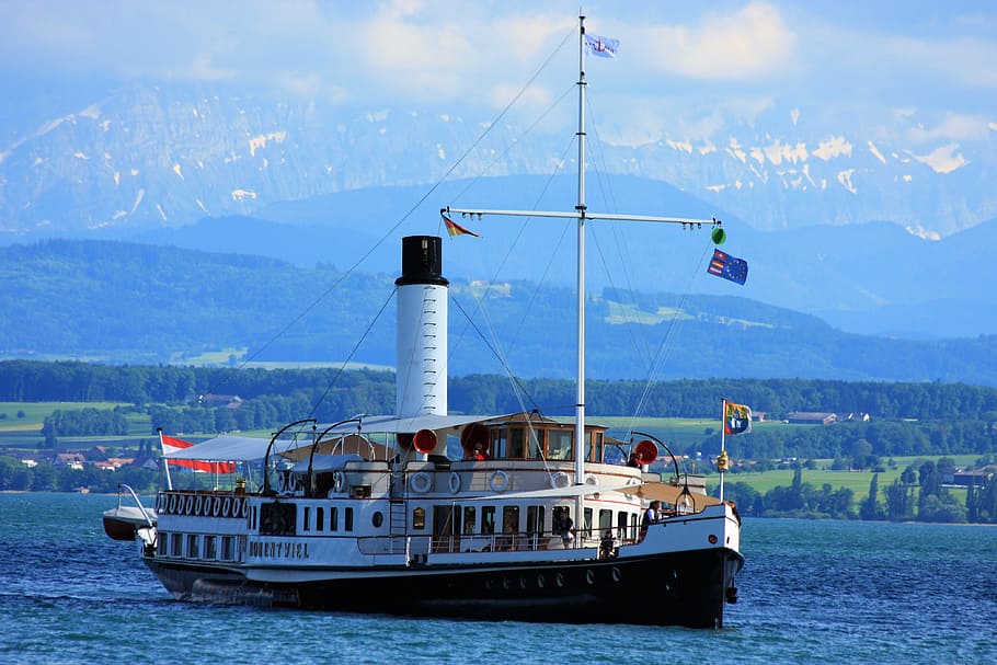 lake constance, hohentwiel, paddle steamer, alpine, distant view, ship, switzerland, mode of transportation, transportation, nautical vessel