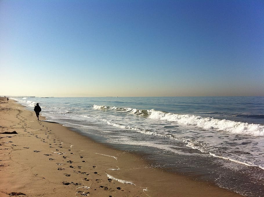 Beach, Los Angeles, Venice, Water, Waves, water, waves, track, sand, summer, sea
