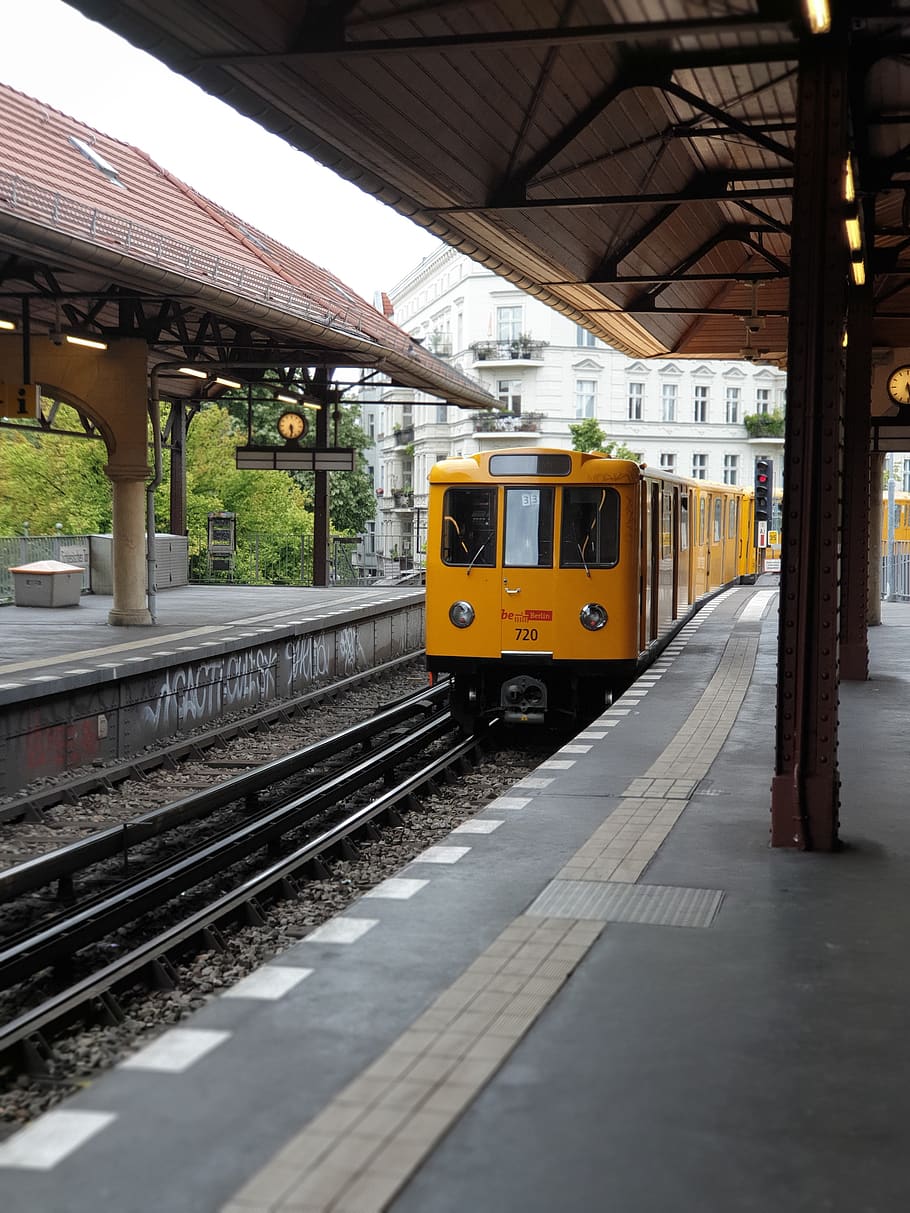 train, tram, platform, canopy, rails, clock, track, metro, vehicle, transportation