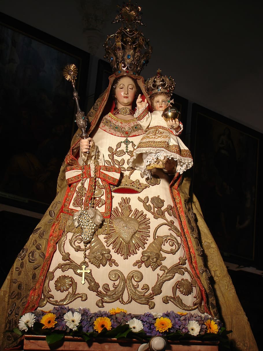 madonna, child, statuette, religion, devotion, sacred image, celebration, real people, art and craft, clothing