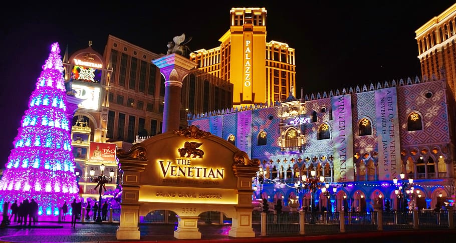 the venetian, Venetian, Las Vegas, Decorative, Evening, venetian, las vegas, lights, outside, night, landmark