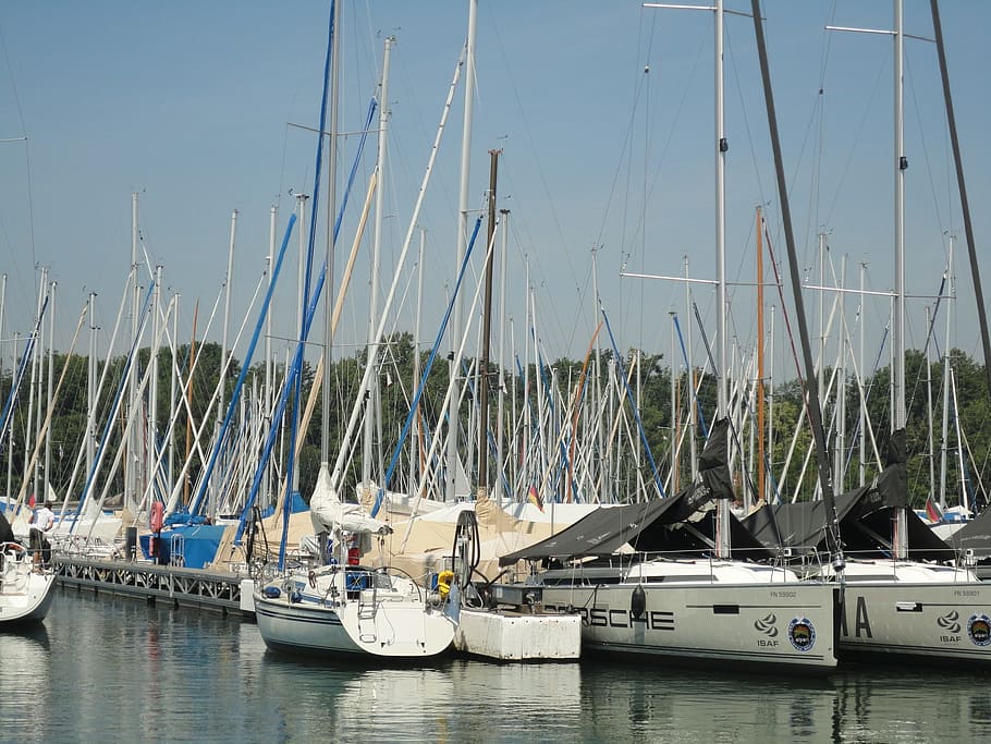 Marina, Sail, Masts, Lake Constance, sail masts, meersburg, port, ships, boats harbor, nautical vessel