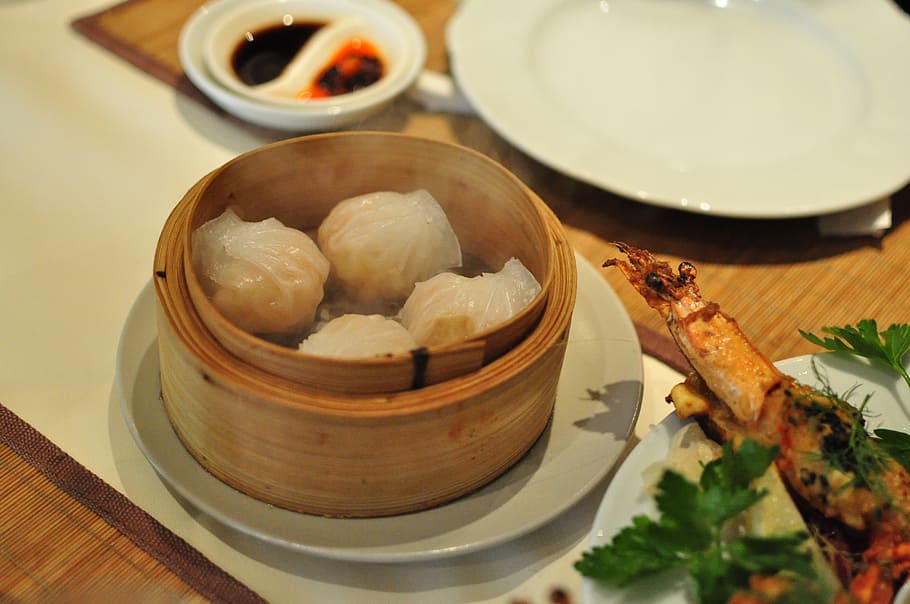 steam dumpling, vegetable, plate, dumplings, dim sum, people's republic of china, food, asian food, chinese food, food and drink