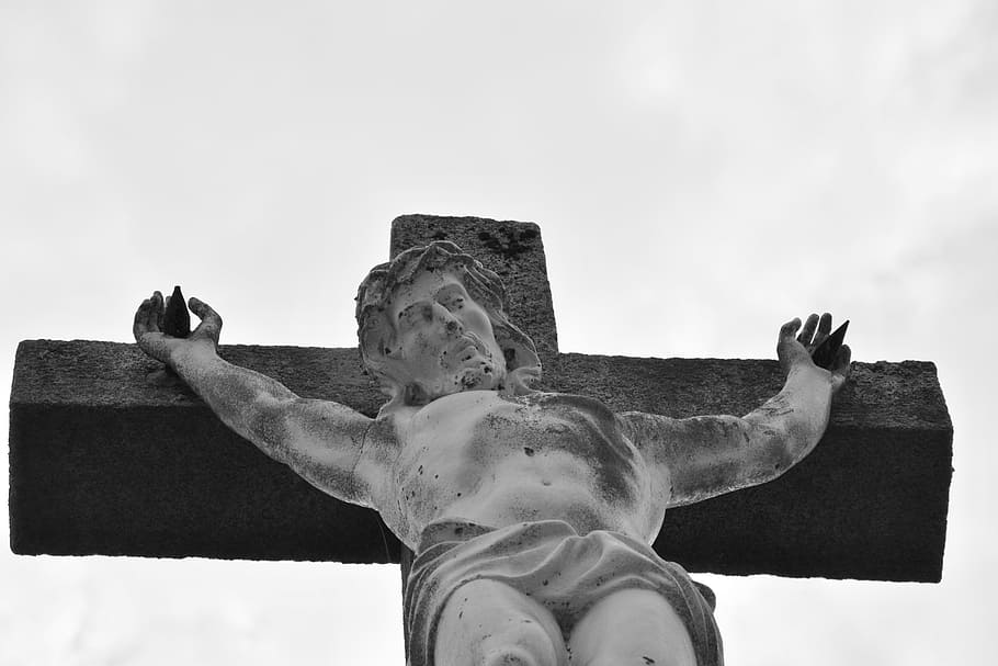 statue, cross jesus christ, religious monument, belief, brittany, building, dol de bretagne, sculpture, representation, human representation