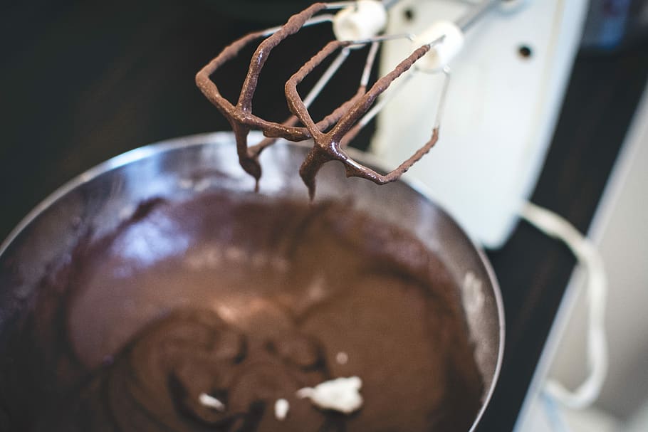 chocolate dough whisk, Chocolate, dough, whisk, cooking, kitchenware, process, food, dessert, close-up