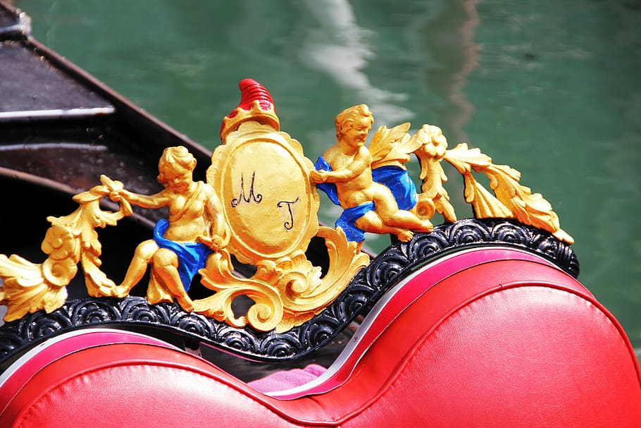 love boat, gandole, venice, initials, italy, ornament, golden, angel, love, romantic