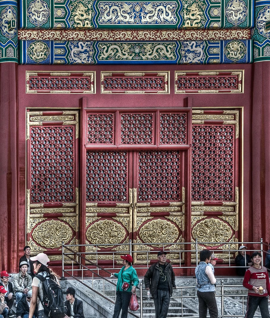pekin, beijing, forbidden city, door, china, group of people, built structure, architecture, real people, travel destinations