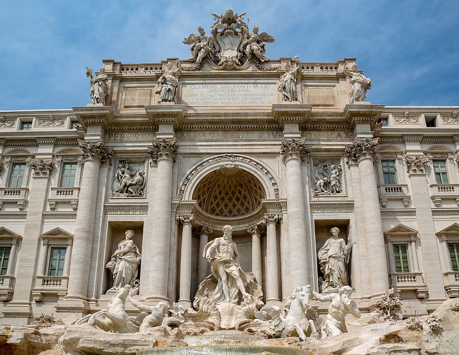 Fontana di Trevi, Roma, Italia, edificio, histórico, historia, arquitectura, tradicional, estatua, antigua