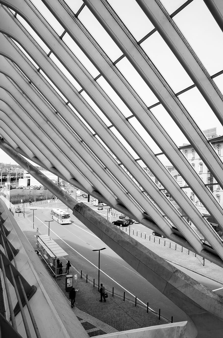 Station, Liège, Architecture, Building, architecture, building, black white, lines, rhythm, repetition, train station