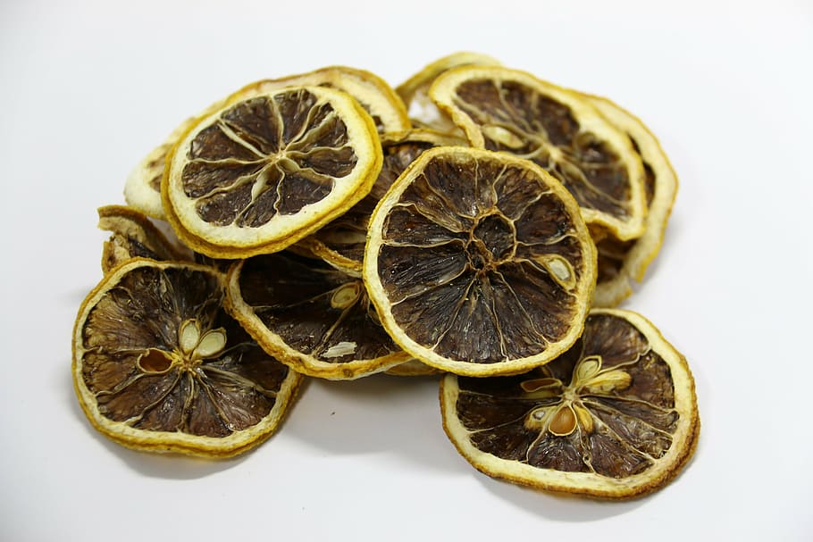 sliced dried lemons, health, fruit, lemon, dried, sheet, acid, studio, food, nature